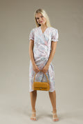 Shell Buttons Wrap Midi Dress - PARSLEY
