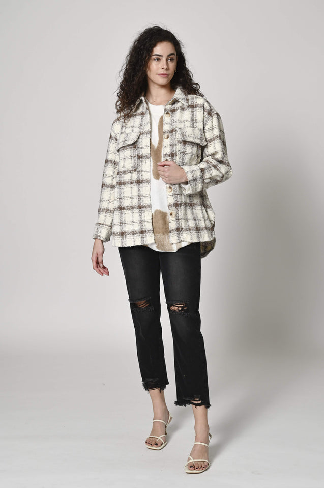 Check Coat - BEIGE