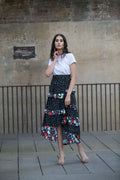 The Floral Swing Skirt - BLACK