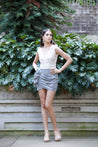 Suzui Loves Pearl Mini Skirt - GREY