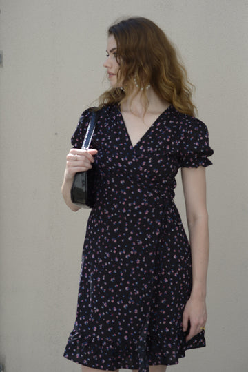 Valentine Wrap Dress - BLACK