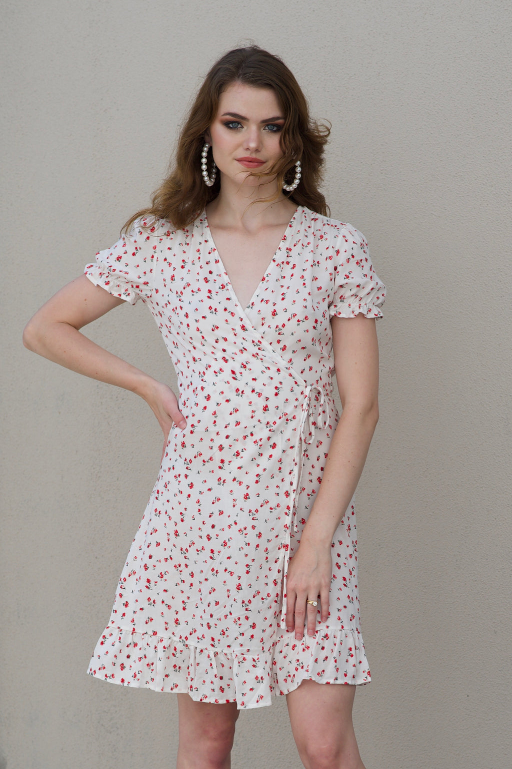 Valentine Wrap Dress - WHITE