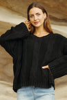 Winnie V Neck Sweater - BLACK
