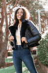 Faux Fur Biker Jacket - BLACK