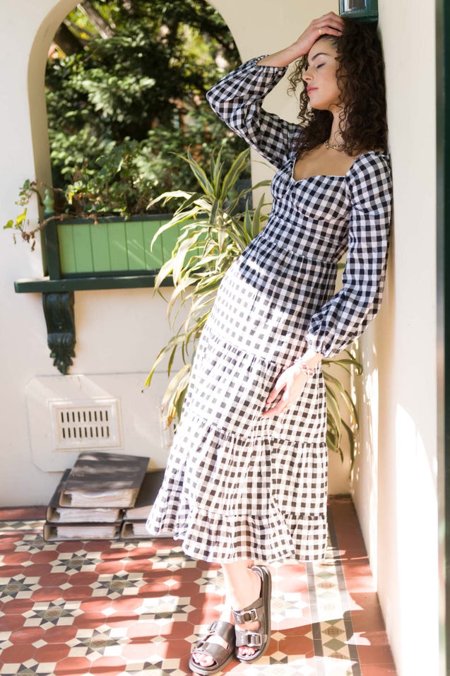 Gingham Dress - BLACK