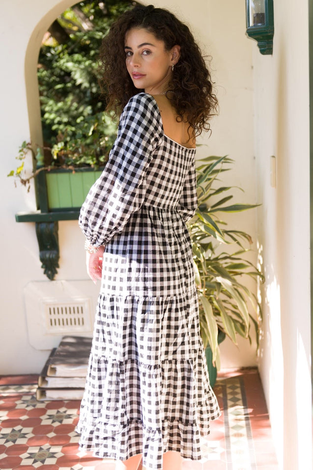 Gingham Dress - BLACK