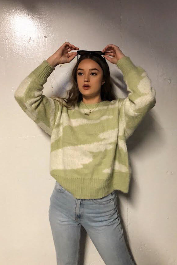 Cocoon Zebra Knit Sweater - MINT