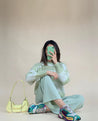 Cocoon Zebra Knit Sweater - MINT