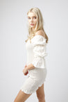 Harlow Mini Shirred Dress - WHITE