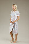 Shell Buttons Wrap Midi Dress - PARSLEY