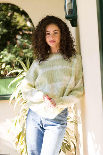 Cocoon Zebra Knit Sweater - MINT