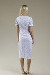 Shell Button Warp Midi Dress - BLUE FLORAL